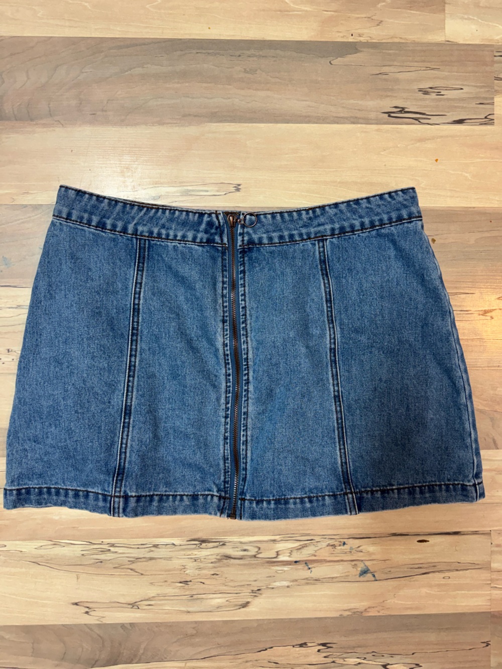 Y2K Blue Denim Zip-Front Mini Skirt Altar’d State